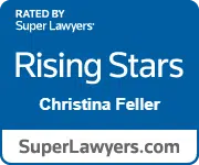 Super Lawyers badge recognizing Texas attorney Christina Feller for excellence in Class Action and Mass Torts law